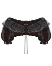 Dark IN Love Damen Gothic Samt & Spitze Kurz Arm Bolero Schulterjacke Rot