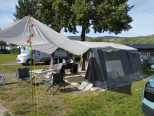 ideal für E-Auto + kleine Autos: Faltcaravan Wohnanhänger Klappfix 600kg 100kmh