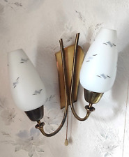 2FLAMMIGE WANDLAMPE MESSING WANDLEUCHTE GLASSCHIRME 50ER JAHRE MIDCENTURY DESIGN