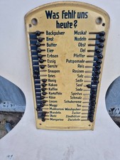 Original Altes Blechschild, Retro, Küche, Blech, Merktafel, Was fehlt uns heute