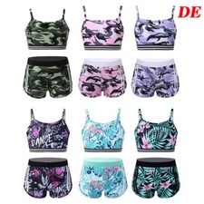 DE Mädchen Tankini Set Bikini Badeanzug Zweiteiler Tank Top mit Badeshorts