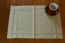 Halbleinen Tischset Grau / Olive 50x35  Gastronomie Home Deko Tischwäsche OVP 21