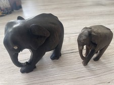 2 Elefantenfiguren Deko-Figuren Elefanten aus Holz dunkelbraun und schwarz