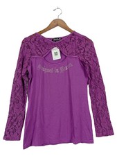 Ricarda M. Langarmshirt Damen Lila Spitze Strass Schriftzug Floral Gr. 38/M