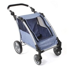 Bayer Chic 2000 Trailer Roadster Puppenbuggy Zwillingswagen Jeans blau NEU
