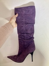 Lederstiefel, Lila, mit Absatz, Gr. 38