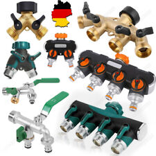 2/4Wege 1/2" 3/4" Wasserverteiler Messing Gartenschlauch Wasserhahn Verteiler