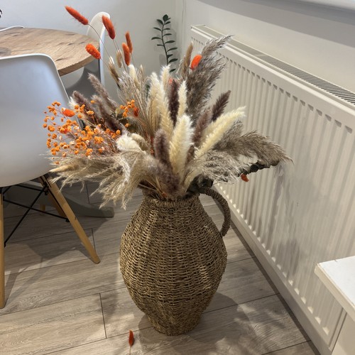 Rattan webvase hohe bodenvase - rattan, webvase,