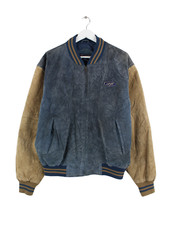 Vintage 90s Leder College Jacke Blau L Herren