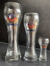 Erdinger Glas -Familie Weissbiergläser  0,5l, 0,3l 0,04l (4cl) Set NEUWERTIG 