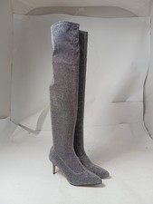 Buffalo Damen Stiefel Gr. 40 Silber Overknee Glitzer Glamourös Party