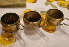 Antik Messing Teeglashalter Glashalter gemarkt ABB und Krone 3 Stück 