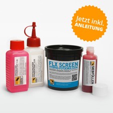 Siebchemie-Set: Fotoemulsion, Entfetter, Entschichter, Siebfüller u. Anleitung 