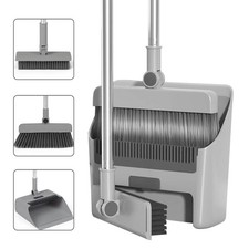Besen Kehrschaufel Set mit Langem Stiel & Kammzähnen Kehrbesen Kehrschaufel Set