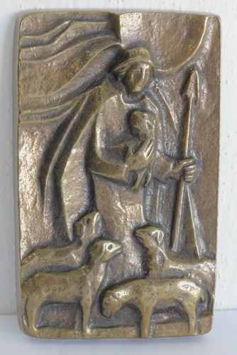 Bronze relief hirte mit - hirte,