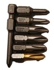 7 x BOSCH Bits  PH 1, 2, 3 +Titan Phillips +Bithalter 