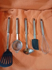 Küchenhelfer 5 teilig, Edelstahl ,Schneebesen,Soßenlöfel,Sieb,Pfannenwender