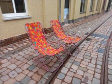 2x seltene DDR Wippliege, Schaukelstuhl Klappstuhl Camping Liege  Metallgestell 