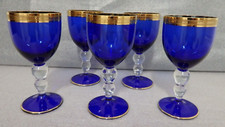 5 Vintage Bohemia Gläser Blau Gold Höhe/Durchmesser: 13,5 x 6,5 cm