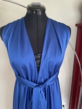 Langes Kleid,Abendkleid, Neckholder,V-Ausschnitt, Schlitze, Gr S, M, L, Blau,Neu