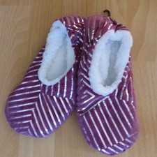 Damen Hausschuhe Ballerina-Hausschuhe Kuschel Hausschuhe ABS-Sohle Gr.38/39  NEU