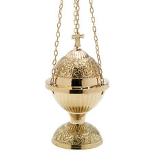 Rauchfass Messing mit Kreuz Kette 90cm Weihrauchschwenker Hängegefäß 7631