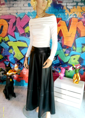 Langer damen kunstleder - kunstleder, maxi