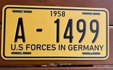 Elvis Nummernschild: A - 1499 US Forces in Germany Bad Nauheim 1958 - 30 x 15 cm