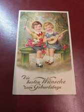 Alte AK Die besten Glückwünsche zum Geburtstag 1943 Feldpost / Kinder Gitarre 