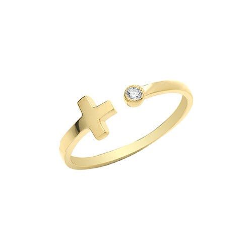 9ct gelbgold kreuz gap ring - 9ct,