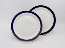 Eschenbach Bavaria Germany Porzellan 2 x Kuchenteller Echt Kobalt & Gold RAR !