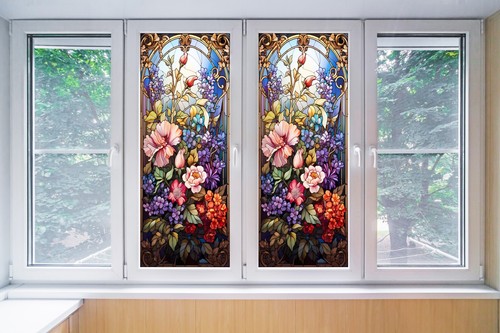 Floral buntglas fenster - floral,