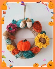 Kranz Gehäkelt Herbst Kürbis