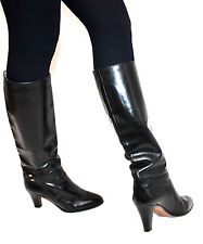 F PINET ITALY DAMENSTIEFEL 80er VINTAGE STIEFEL SLOUCH SCHWARZ LEDER 40 #S8-9#