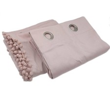 Treatmentex Vorhang Blickdicht Pompons Rosa 140x225cm Landhausstil Gemütlich