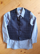 Jungen Anzug Set Hemd blau Weste Krawatte Größe 122 festlich Hochzeit Kommunion