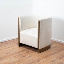 Sunpan Larron Armchair in der Farbe Rhea Light Barley, Stoff - goldene Edelstahl