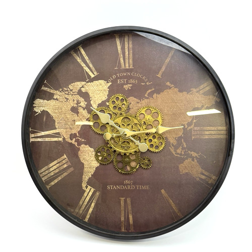 Industrial wanduhr weltkarte - wanduhr,