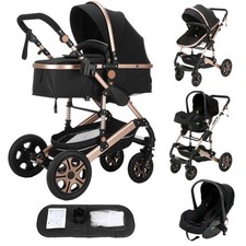OYAJIA® Kombi-Kinderwagen 2in1-Set mit Babyschale Faltbar Buggy Reisebuggy, Grau