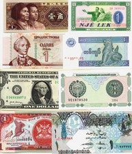 8 Banknoten mit 1er Werten weltweit    alle in Toperhaltung