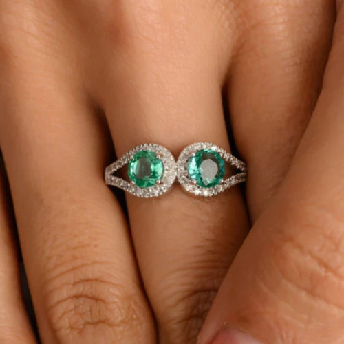 Runder smaragd diamant - smaragd, &