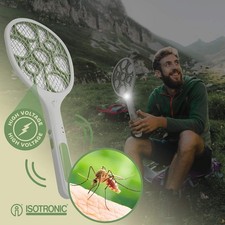 ISOTRONIC Fliegenklatsche mit Hochspannung gegen Stechmücken mit LED und Akku