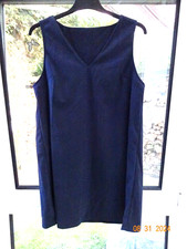 Kleid Damen Trägerrock in blau Feincord Gr. L von Shein V-Ausschnitt Polyester