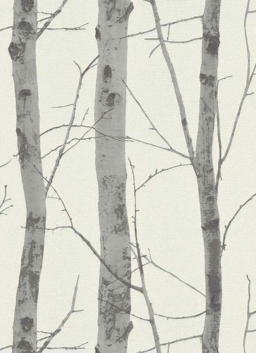 Tapete vlies baum - baum, weiß