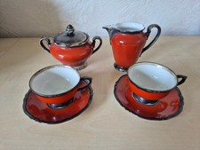 2 Mokkatassen, 1 Zuckerdose, 1 Milchkännchen Dekor RW Bavaria Feinsilber