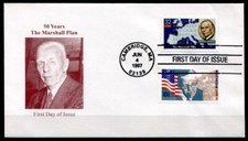 50 Jahre Marshallplan. General  George Marshall (1880-1959). FDC.USA-BRD 1997