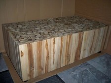 Couchtisch auf Rollen aus recycleten Teakholzstücken   Gutmann Factory  Unikat 