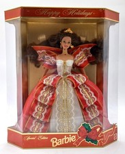 1997 Happy Holidays Barbie Puppe / Golden Back Box / Mattel 17832, Box damaged