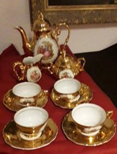 Mokkaservice -Schaller Wiesau Bavaria - Gold - Dekor - 4 Personen 