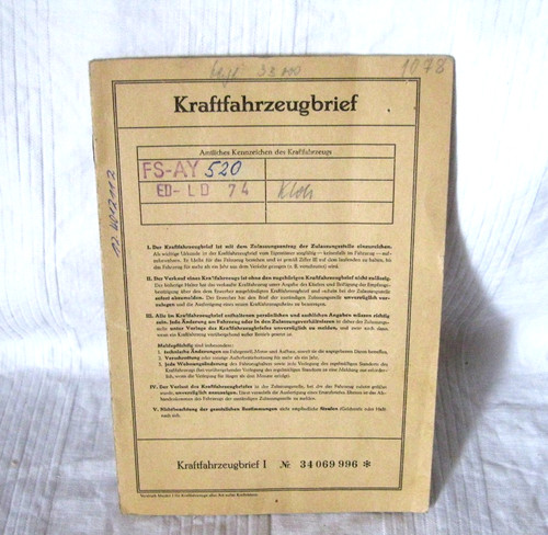 Alter kfz brief - alter, kfz-brief